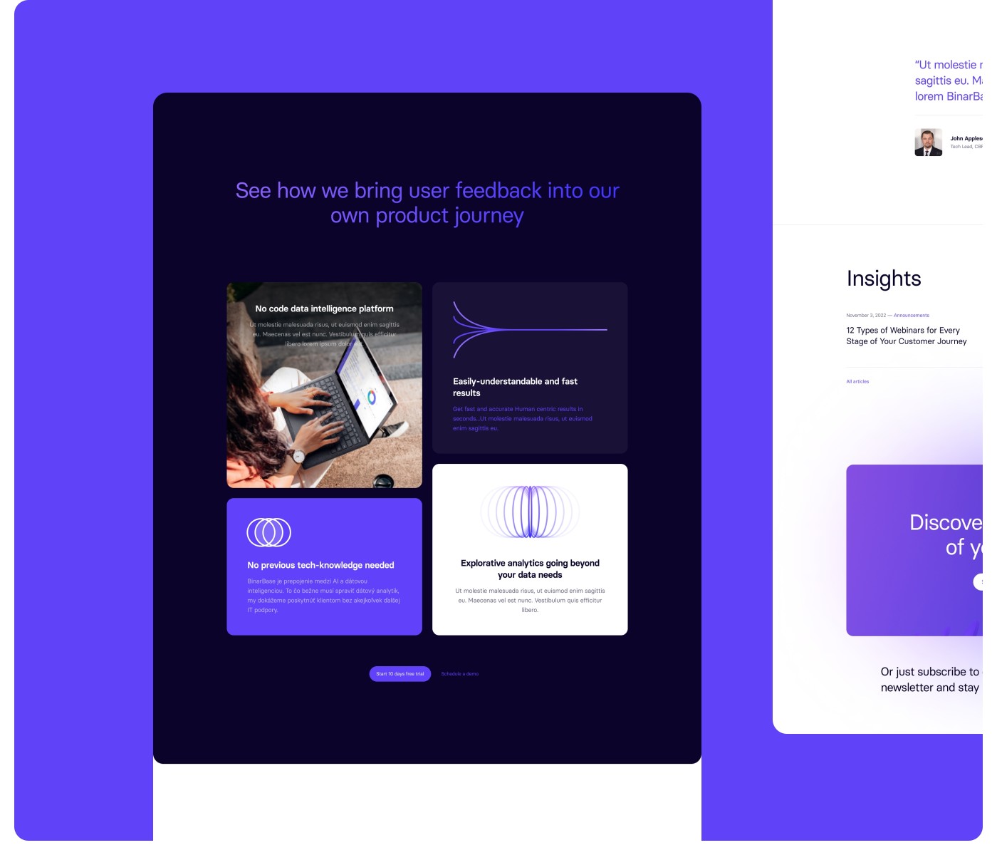 Features landing page
